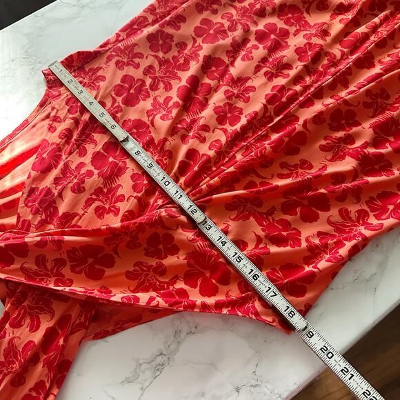 Soft Surroundings Red Floral Criss Cross Halter Maxi Dress women's size large - Picture 11 of 13